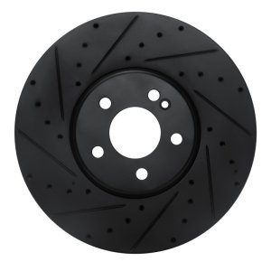 Mercedes-Benz E300 Brake Rotor (1) - Front Left - R1 Concepts - Drilled & Slotted - Black - `15-`23